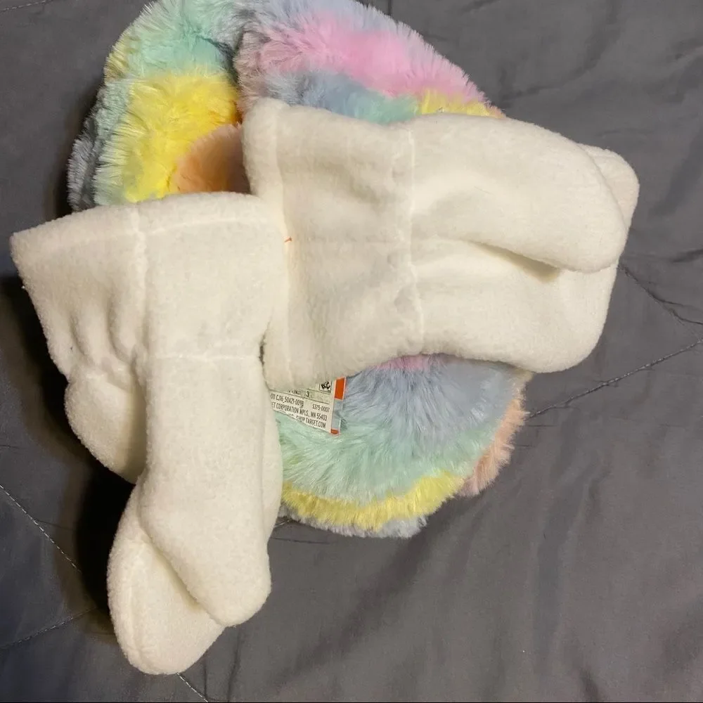 GIRL'S CAT & JACK BRAND HAT & MITTEN SET PASTELS